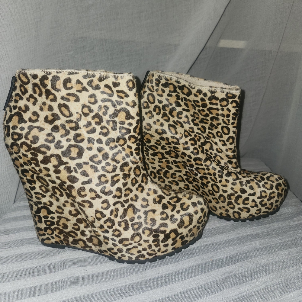 Leopard Print Wedge Boots